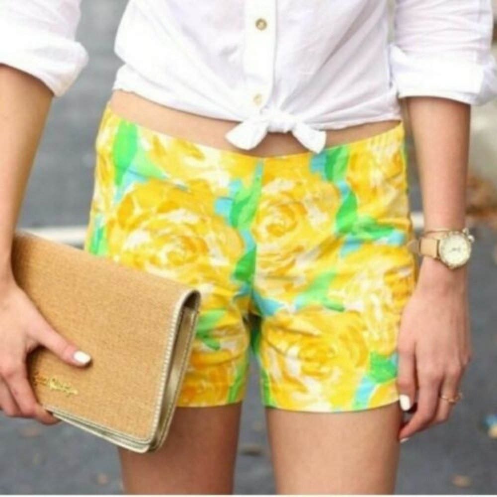 Lilly Pulitzer 5" Deenie Shorts Sunglow Yellow First Impression RARE! Size 8